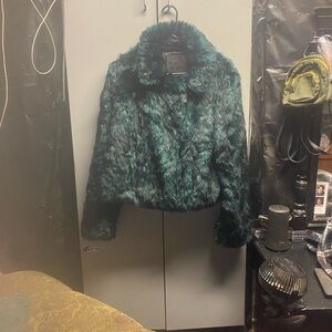 Aqua Turquoise Faux Fur Teddy Jacket